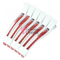 Clesti de coafor Crocodil CRD10 Alb cu Rosu, 6 bucati